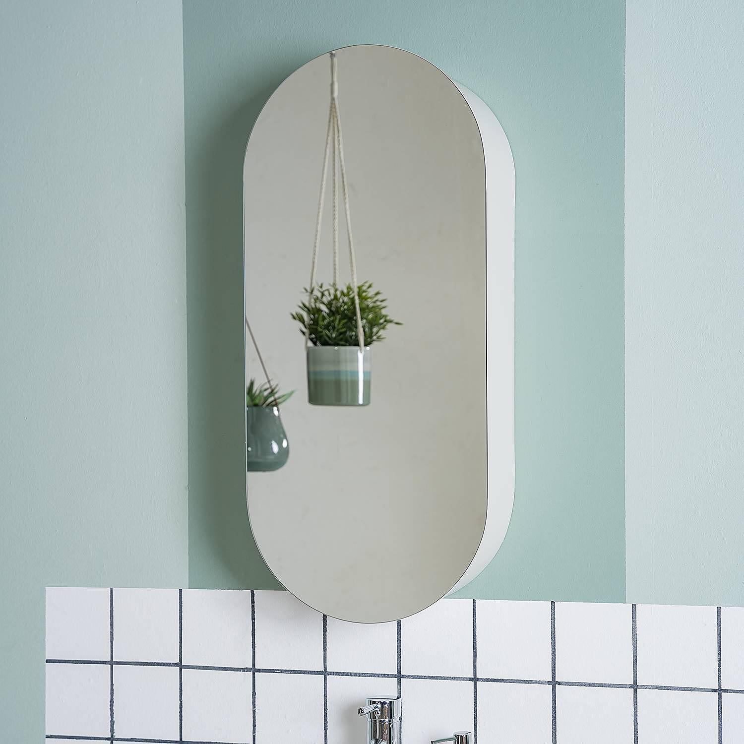 Spiegelschrank LINDHOLM oval Weiß 4