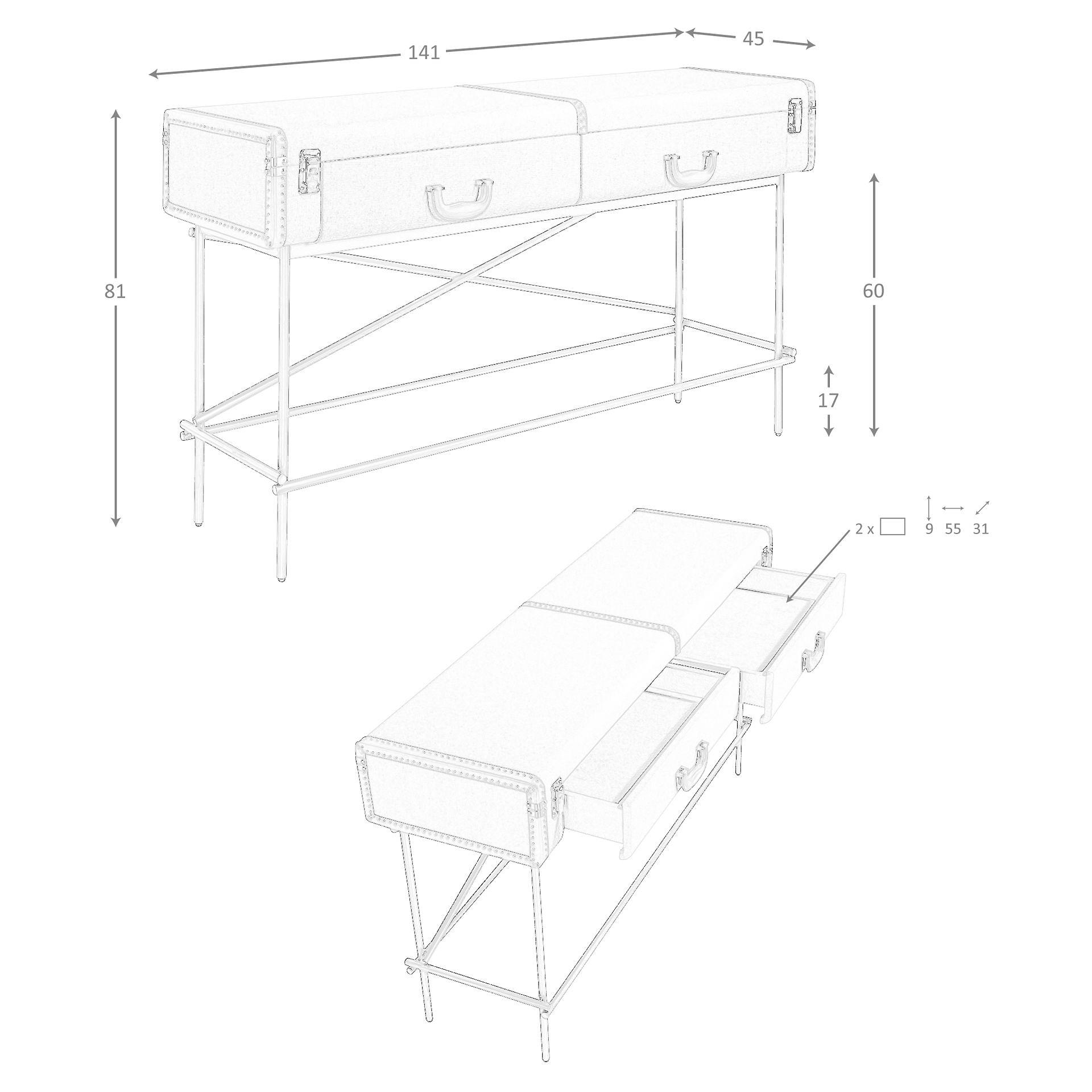 Console table made of fabric walnut wood 3271 8