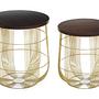 2x Agra Round Side Table Mango Wood Brass 1