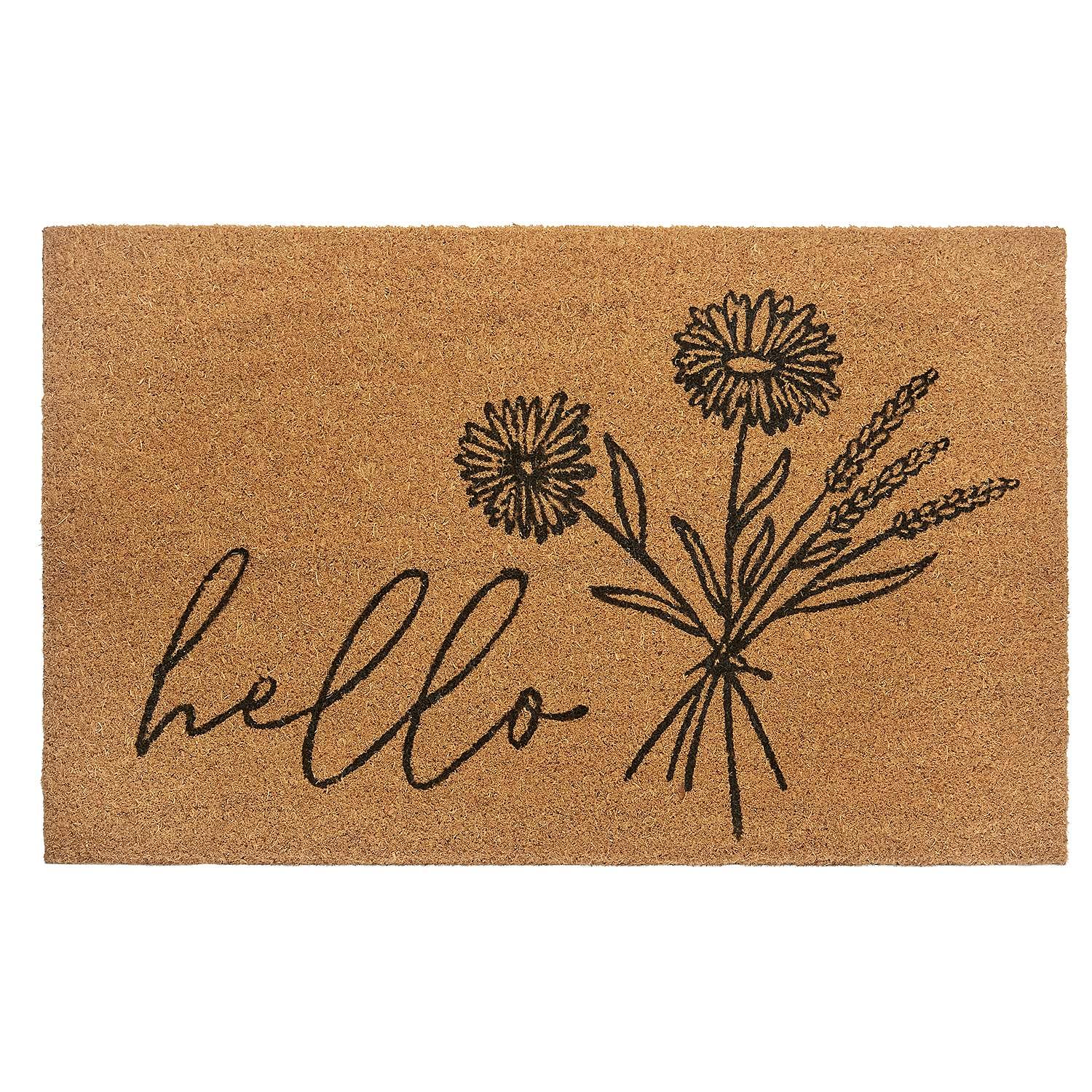 Kokos Fußmatte Hello & Flowers Kokos Braun / Schwarz 1