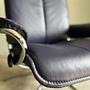 Office chair with armrests Leather Blue 2