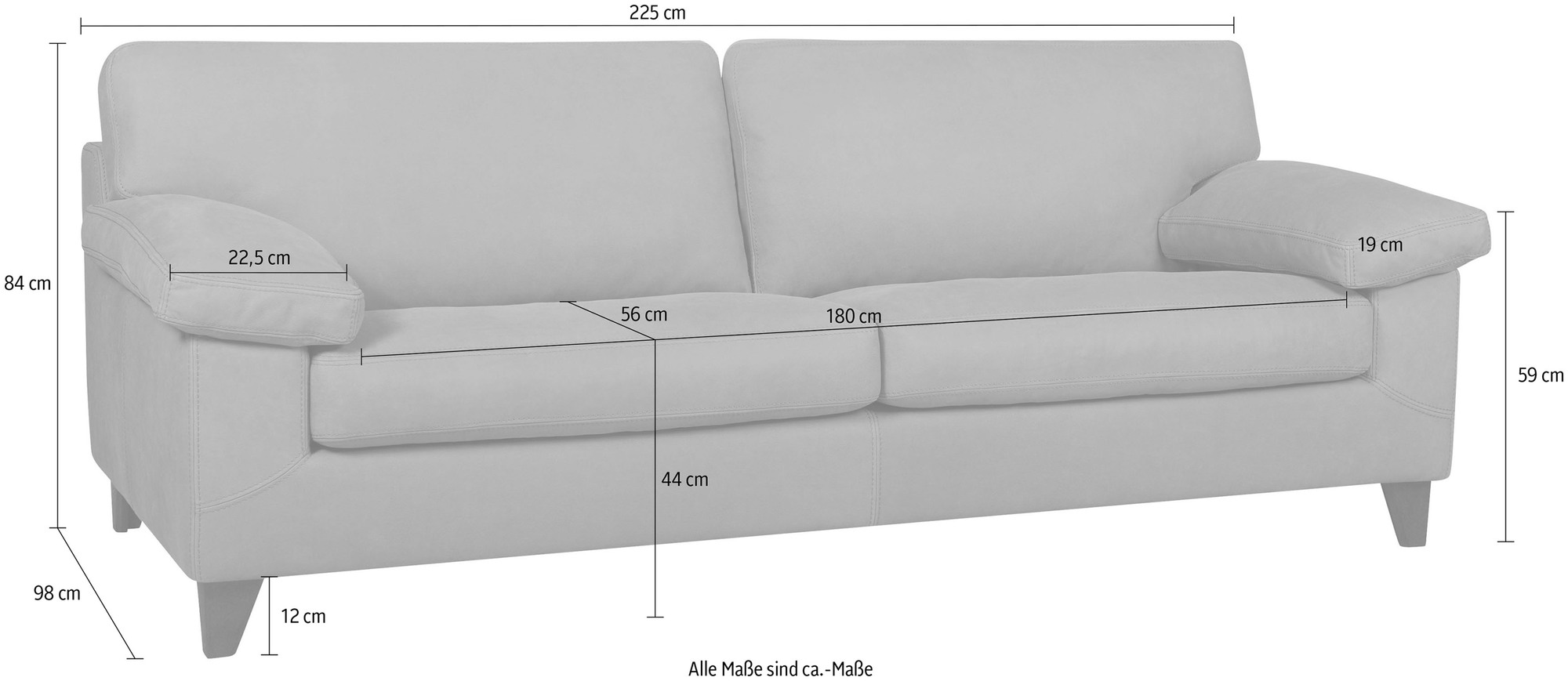 Diego Sofa 3-Sitzer Leder Grau 8