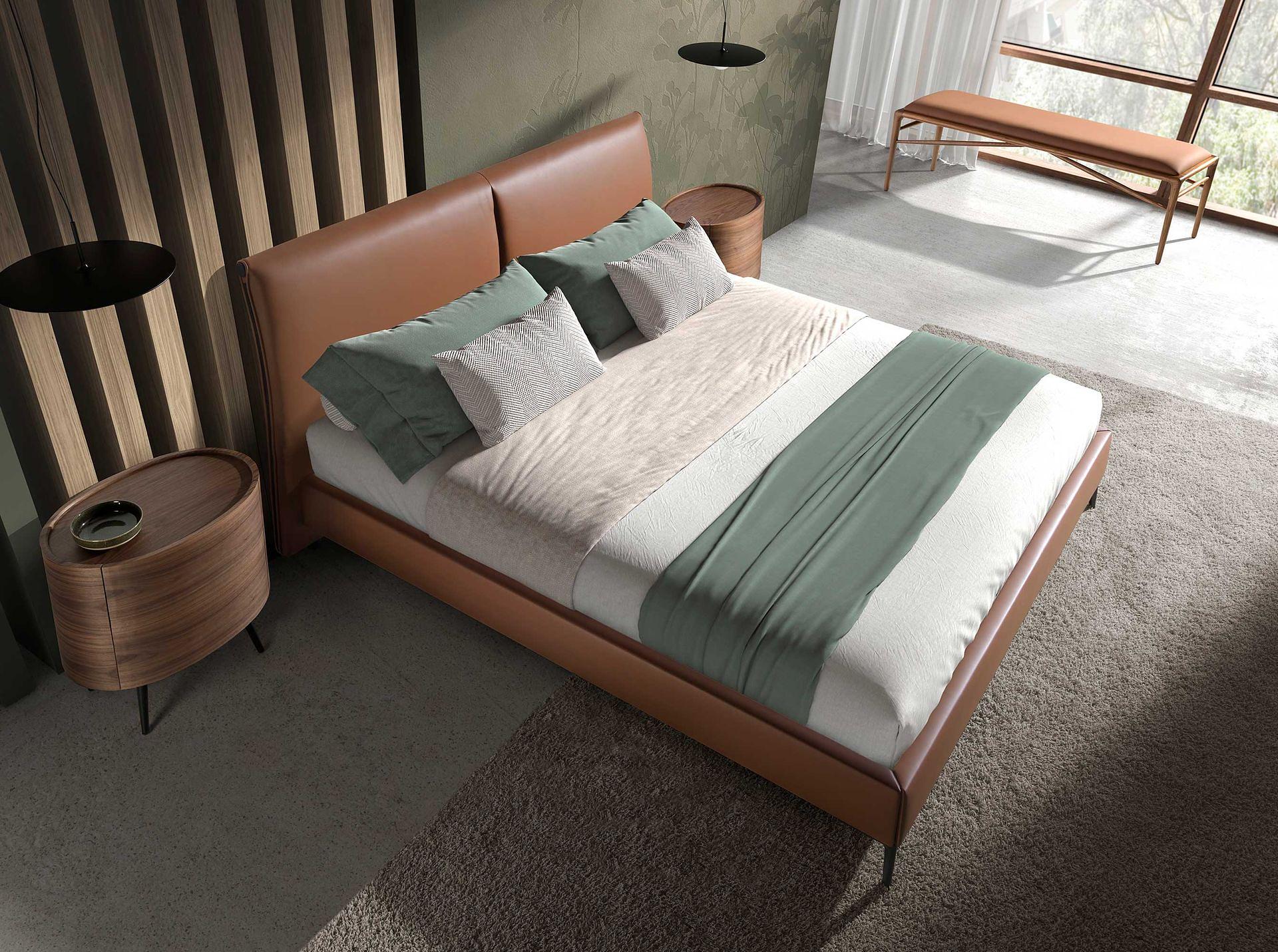 Panca in ecopelle marrone 5