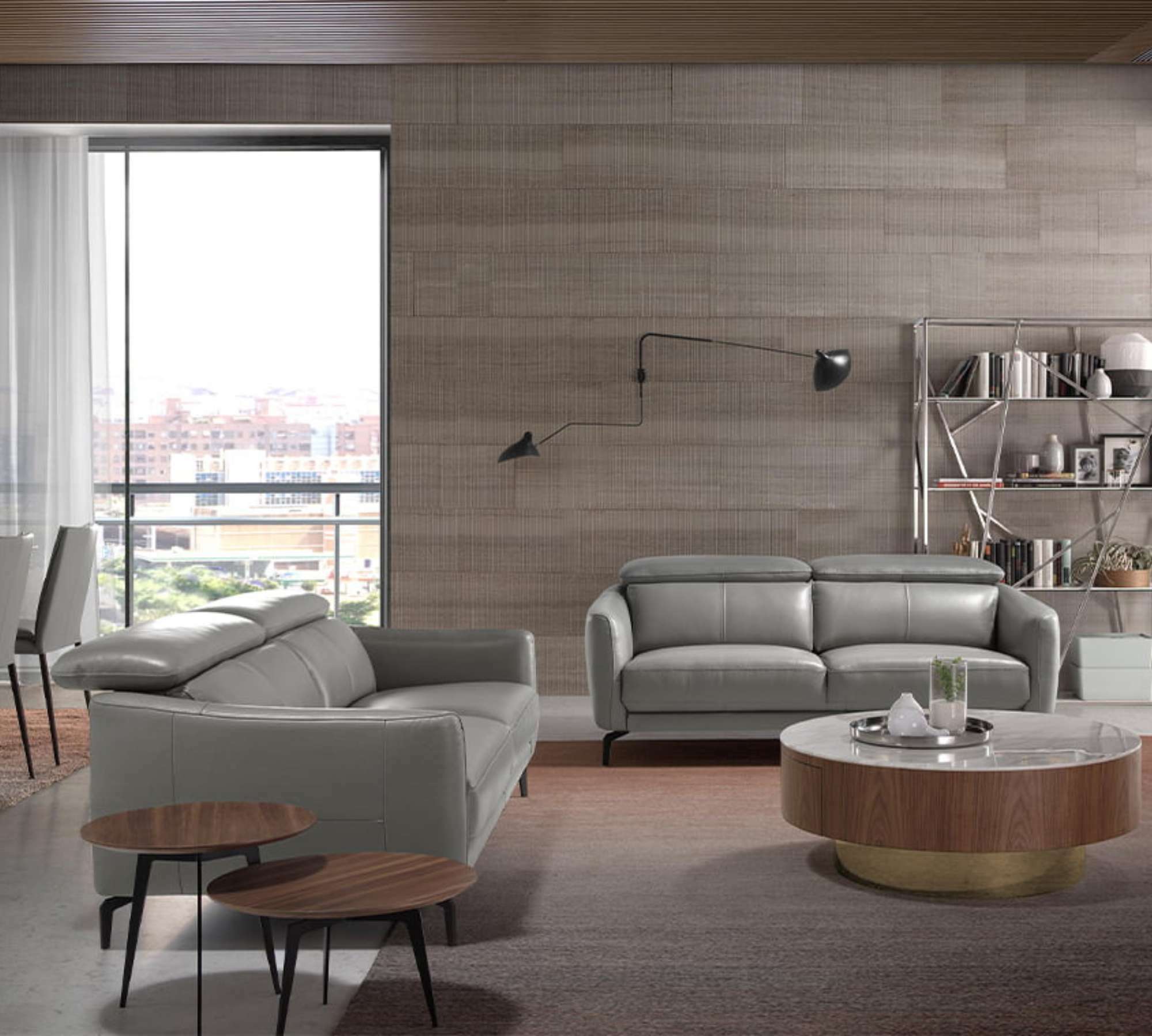 Sofa 3-Sitzer Leder Grau 1