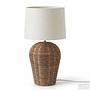 Basra Tischleuchte 1-flammig Leinen Rattan 4