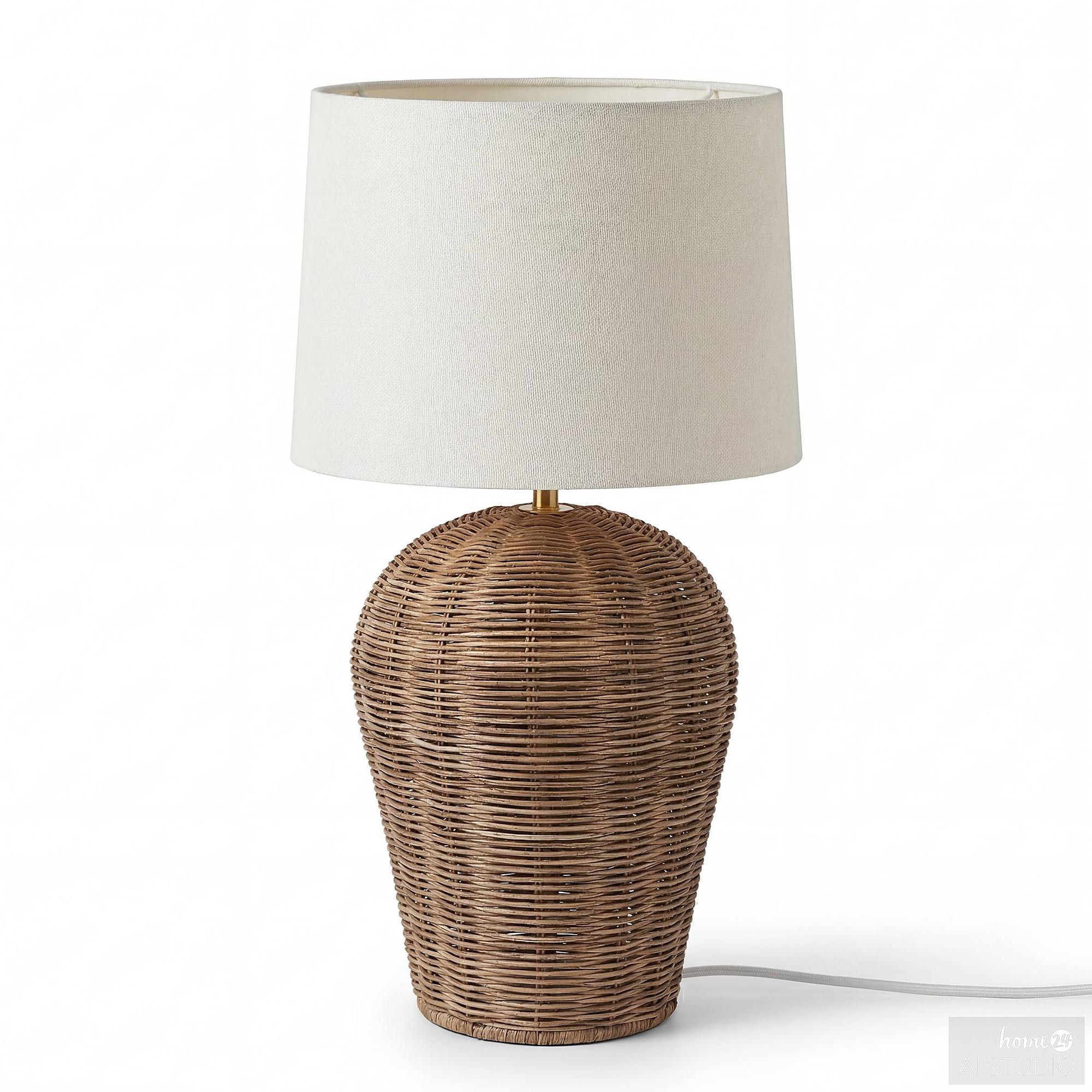 Basra Tischleuchte 1-flammig Leinen Rattan 4