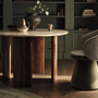 Cleo Dining Table Acacia Wood Travertine 120x120 cm 1