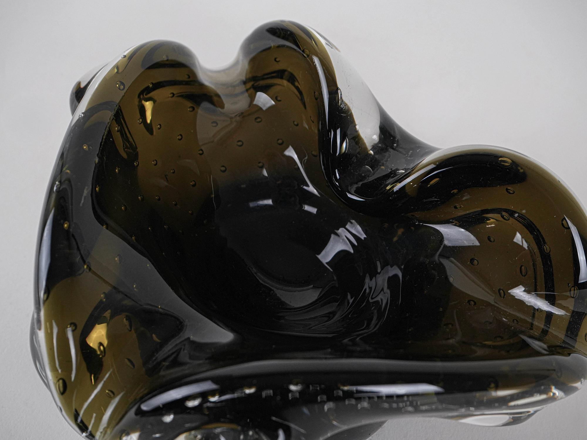 Platte Muranoglas Grün 1960er Jahre 5