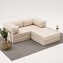 Comfort Schlafsofa 2-Sitzer mit Hocker Creme 0