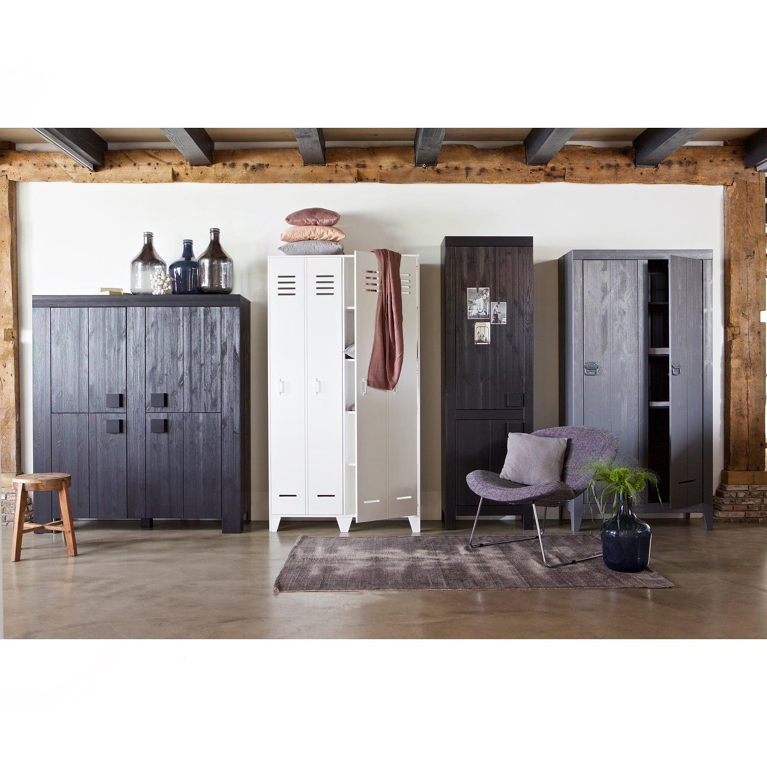 Schrank Holz Stahlgrau 1