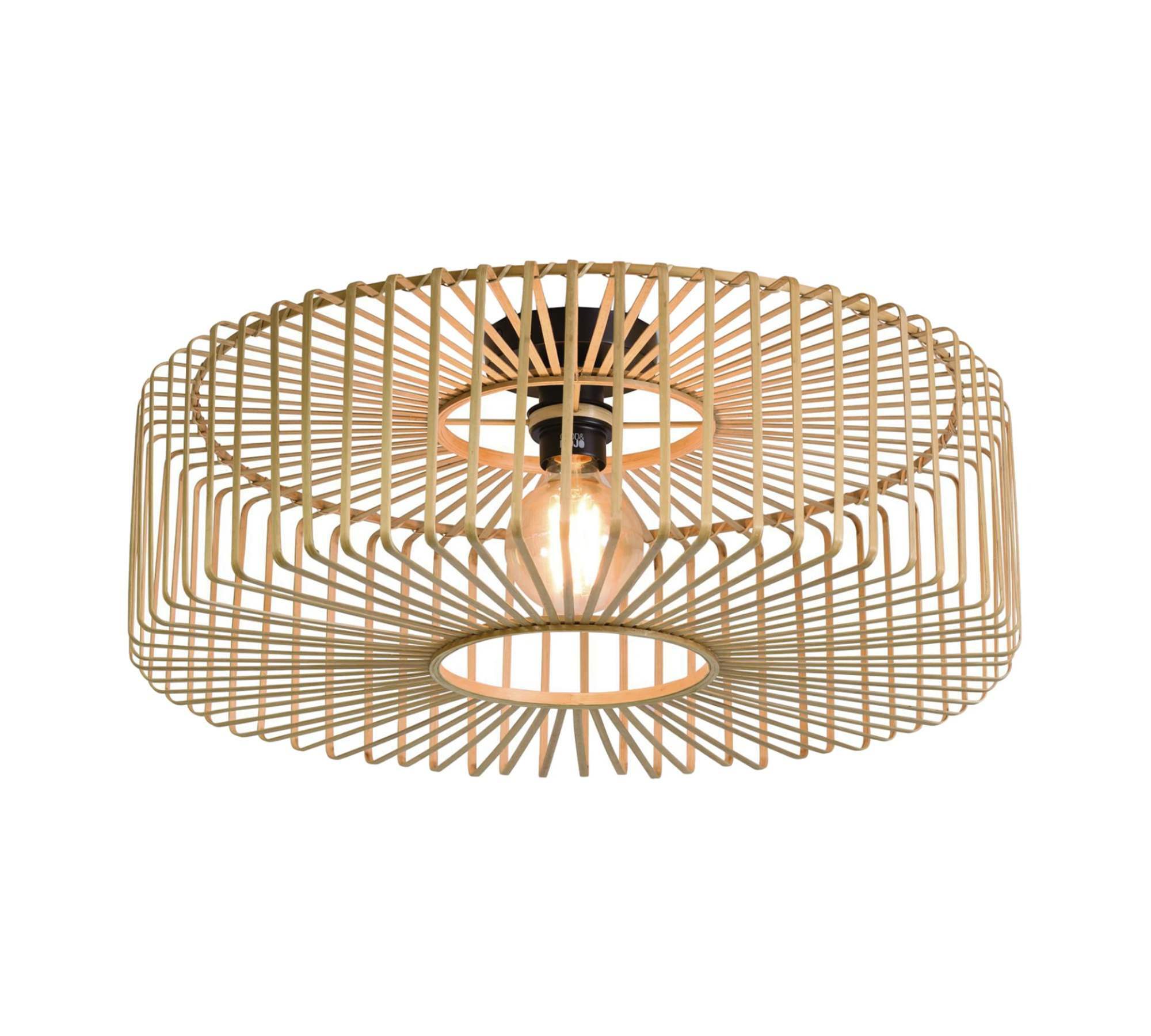 1-Flammige Deckenleuchte Massivholz Bambus Eisen 0