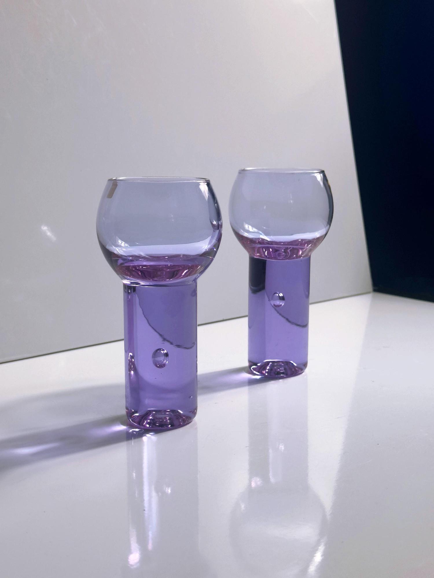 6x Vintage Aperitif glasses Alexandrite glass 1970s 1