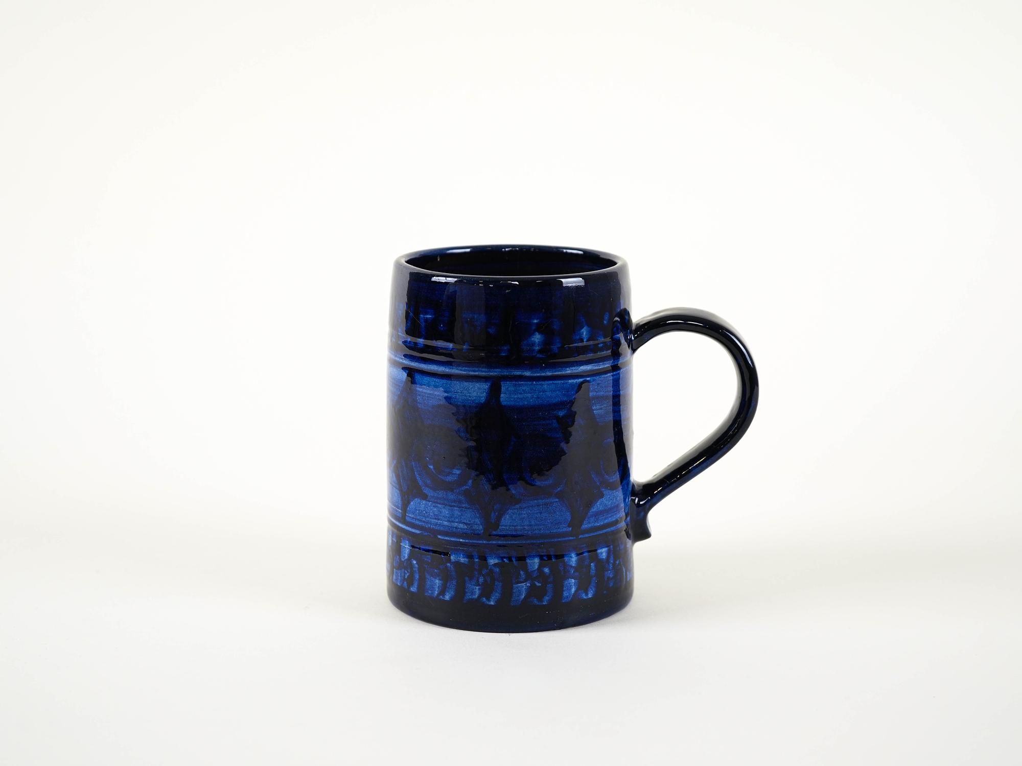 Dark blue ceramic pitcher 1970s 2