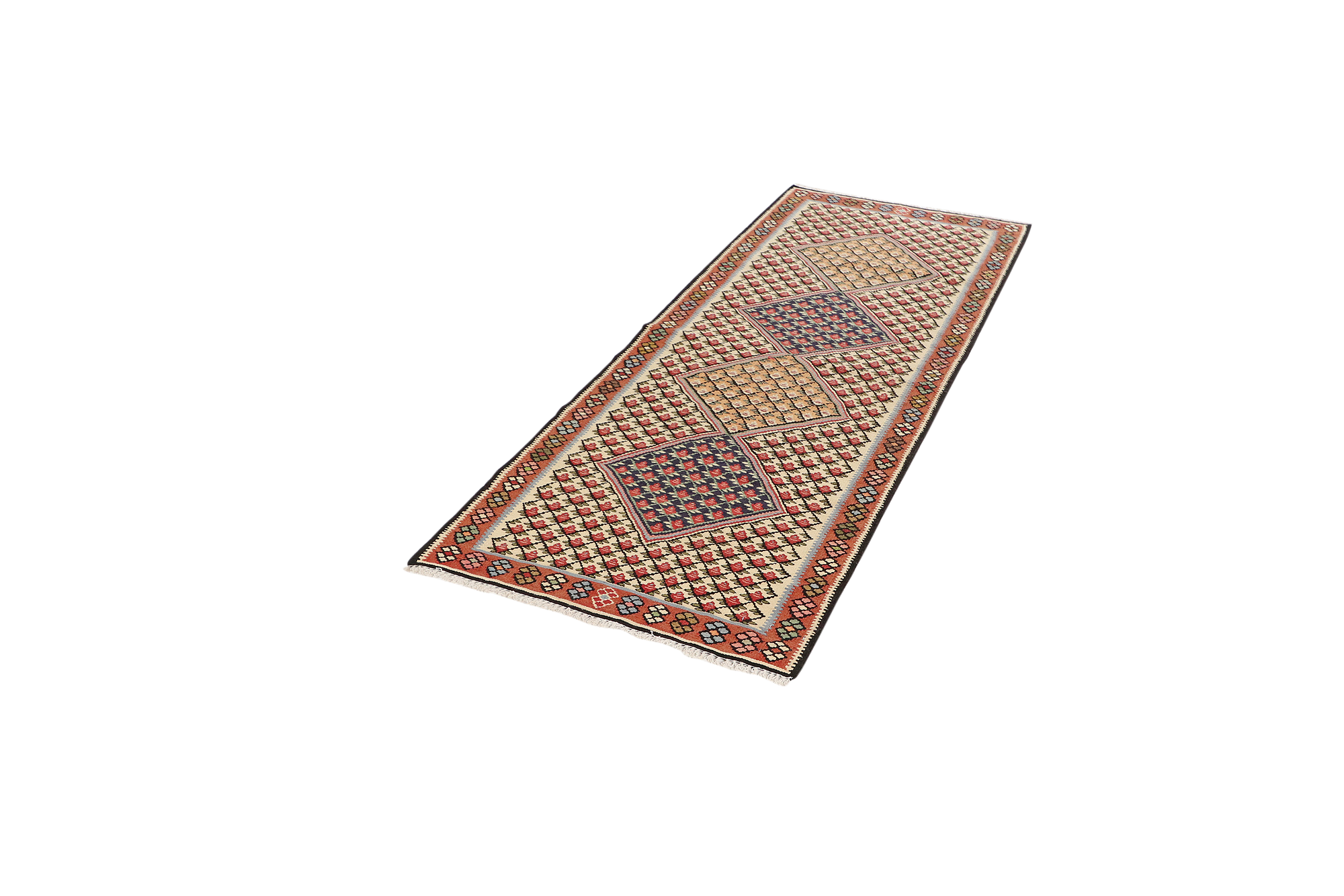 Kilim Senneh Teppich Braun 3