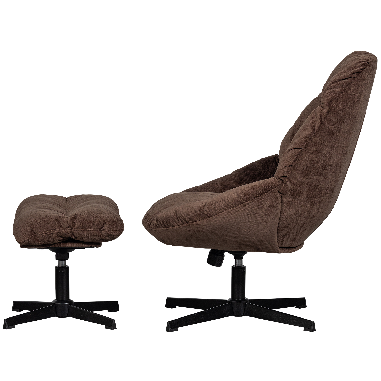 Yaro Drehsessel mit Fußhocker Dunkelbraun 3