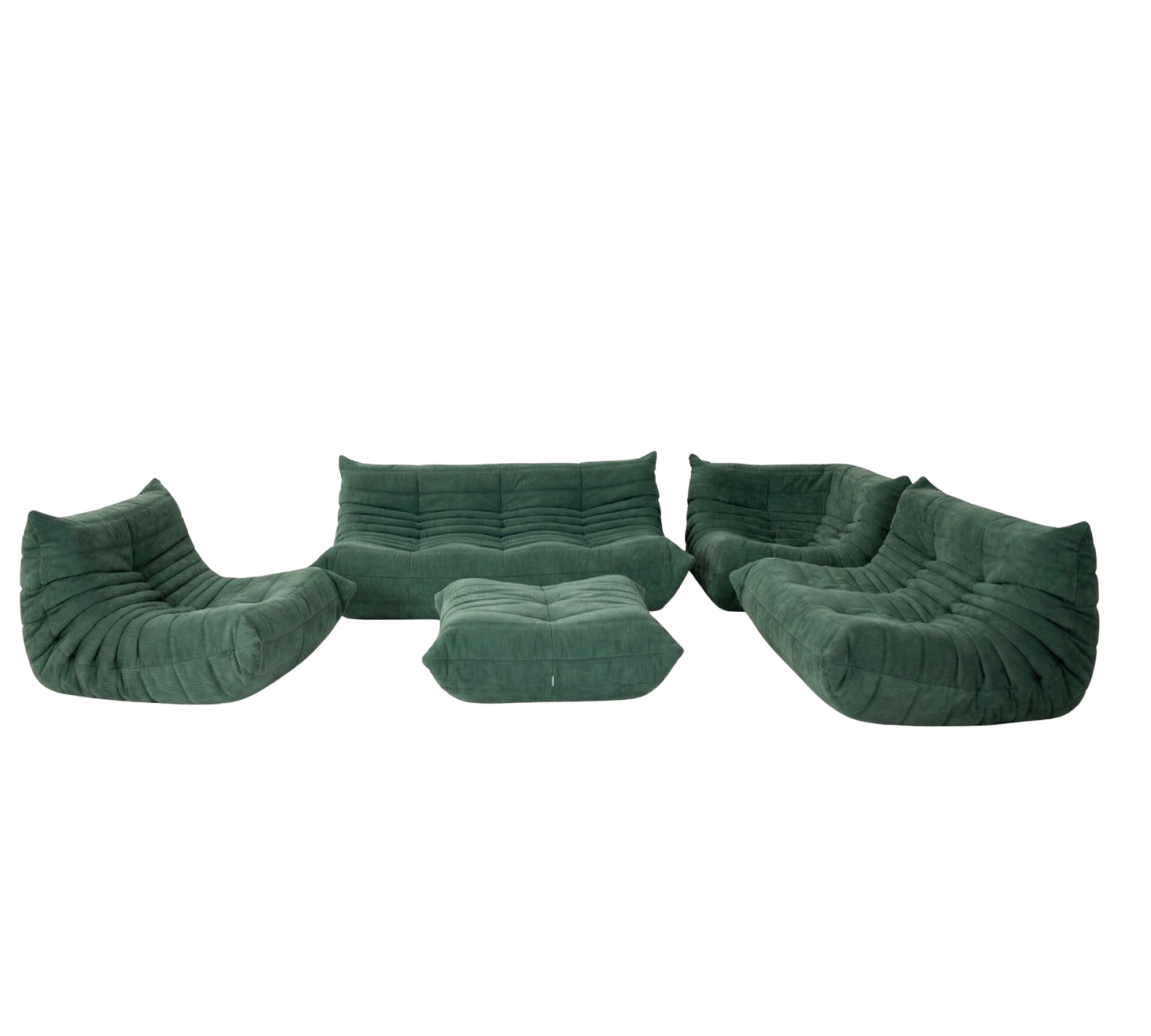 Togo Lounge-Set 5-teilig Cord Tannengrün 0