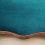 2x Vintage Chair & Bench Wood Velvet Blue 1970s 7