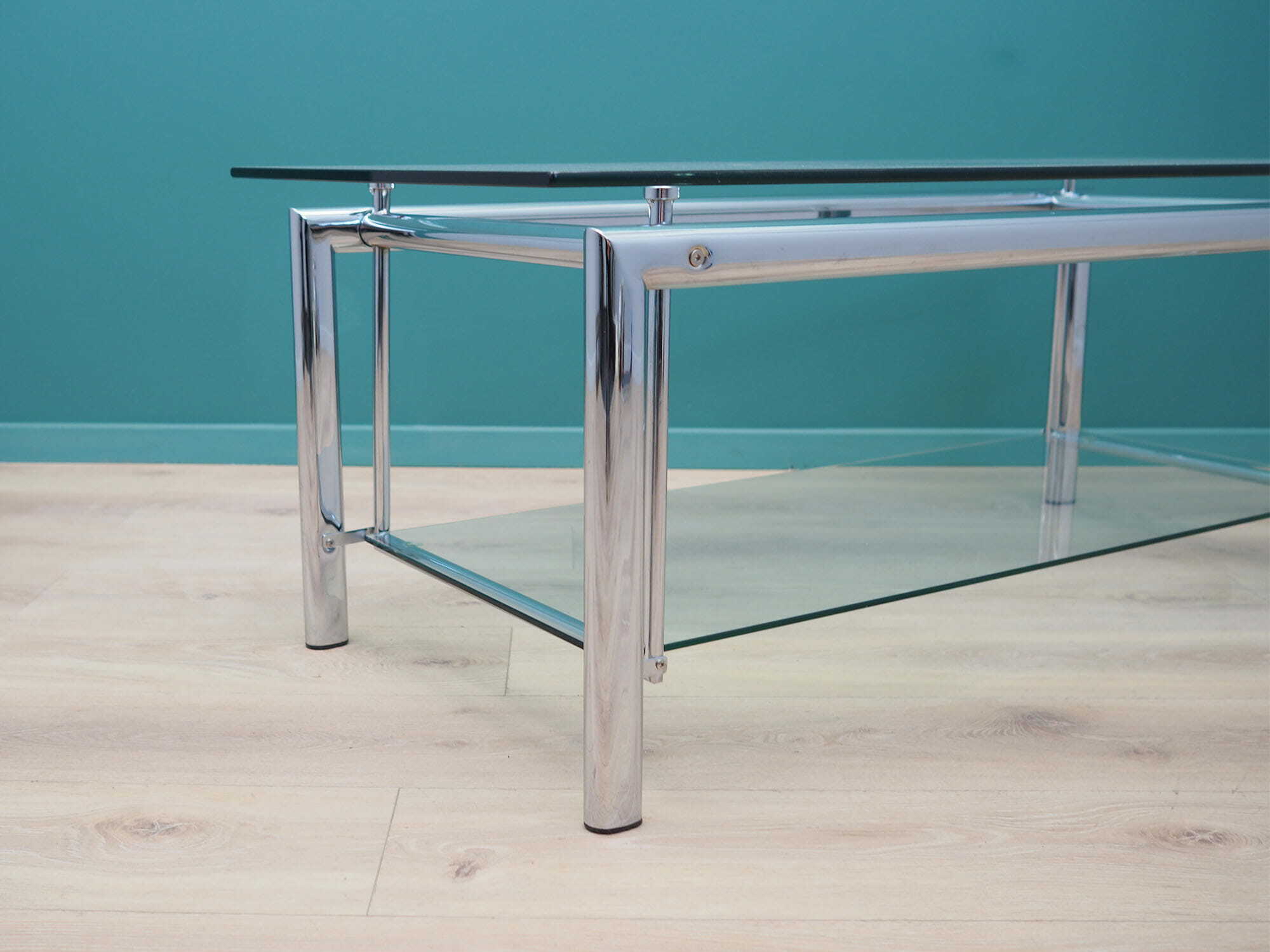 Vintage Coffee Table Glass Metal Transparent 1970s 6