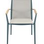 Carla Stuhl Stapelbar Aluminium mit Teak-Armlehne Petrol 3