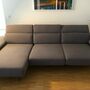 Sofa Récamiere Links mit Hocker Webstoff Metall Grau 4