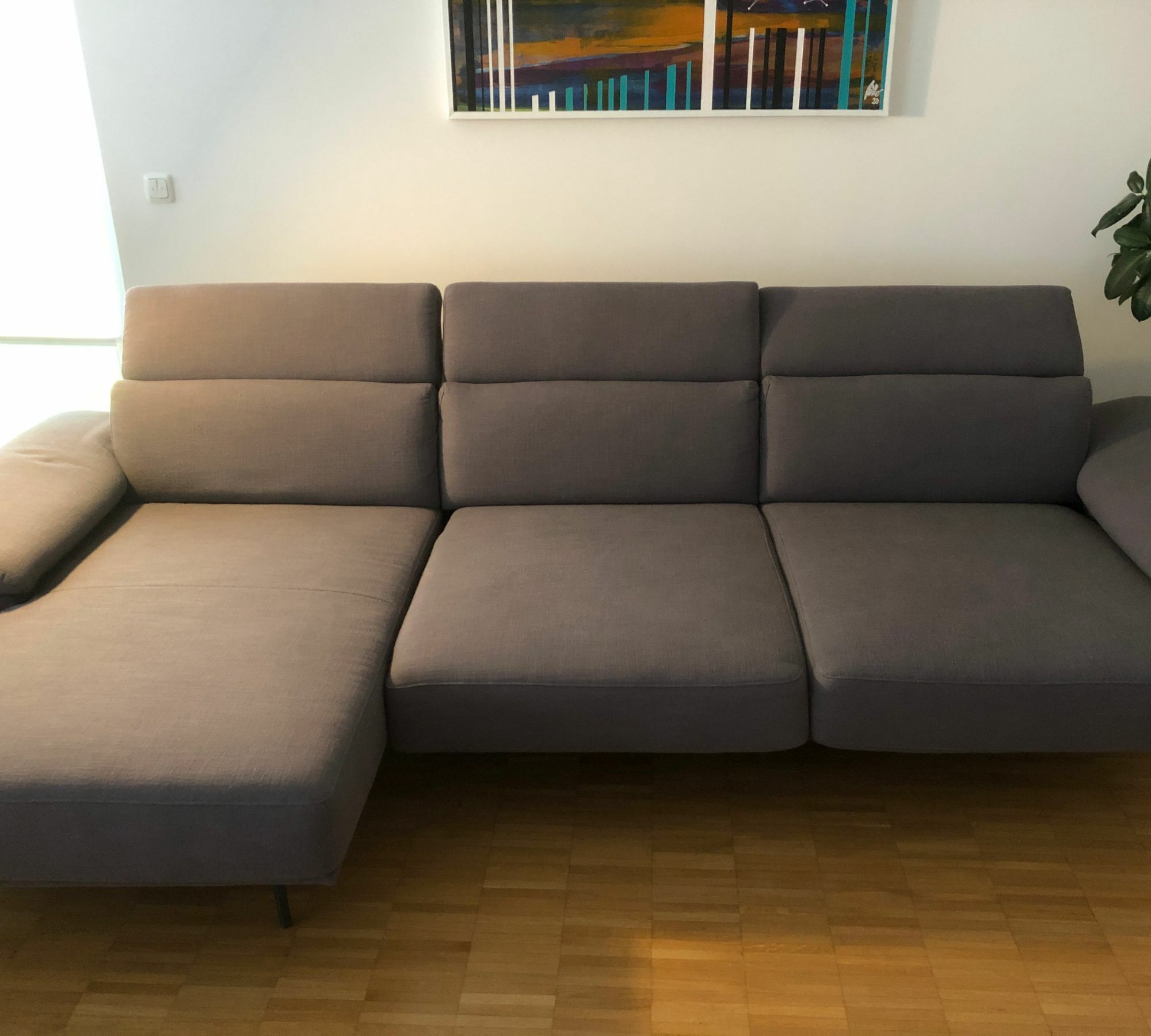 Sofa Récamiere Links mit Hocker Webstoff Metall Grau 4