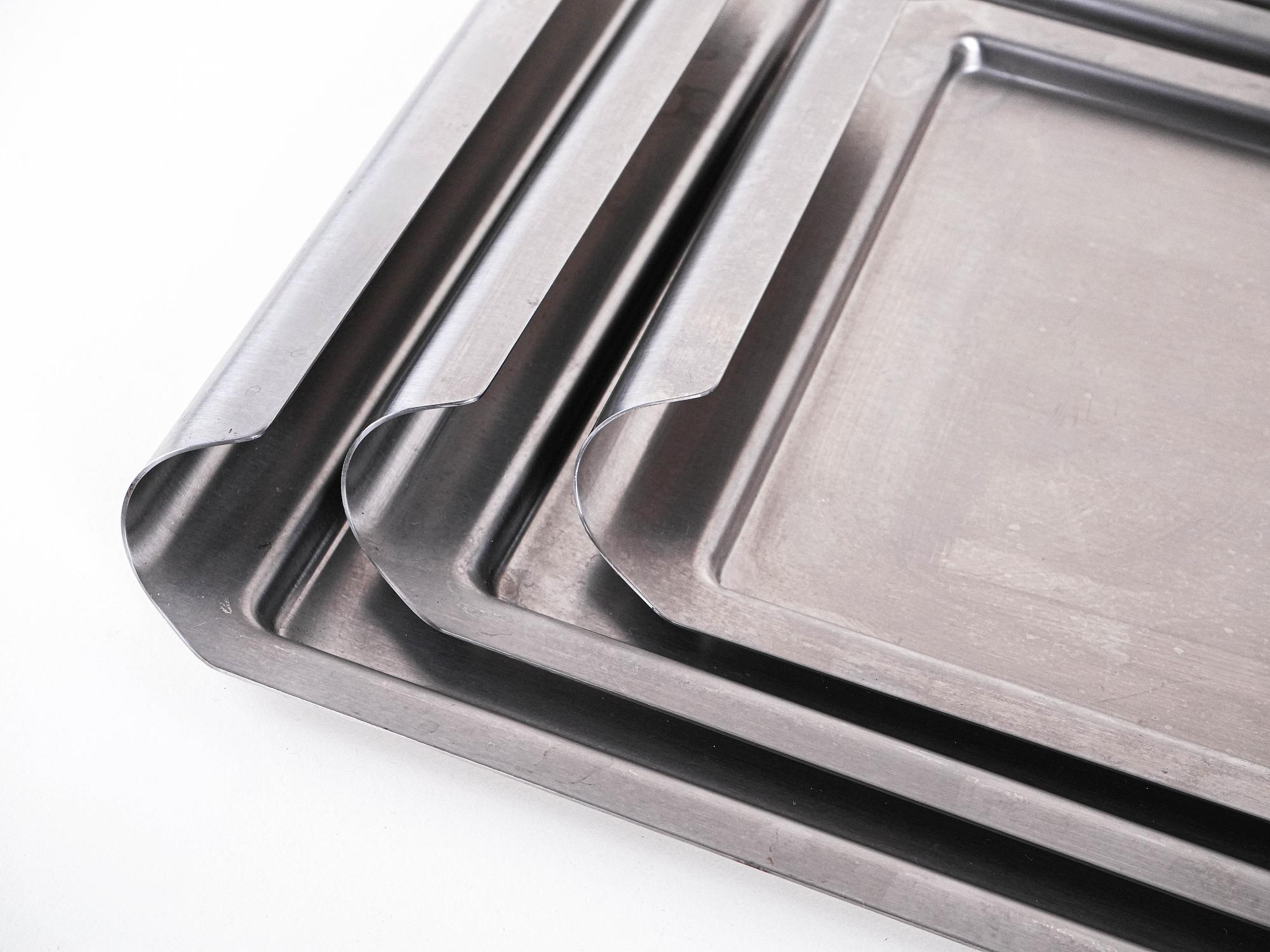 Set of 2 Stainless Steel Trays 1970s 4