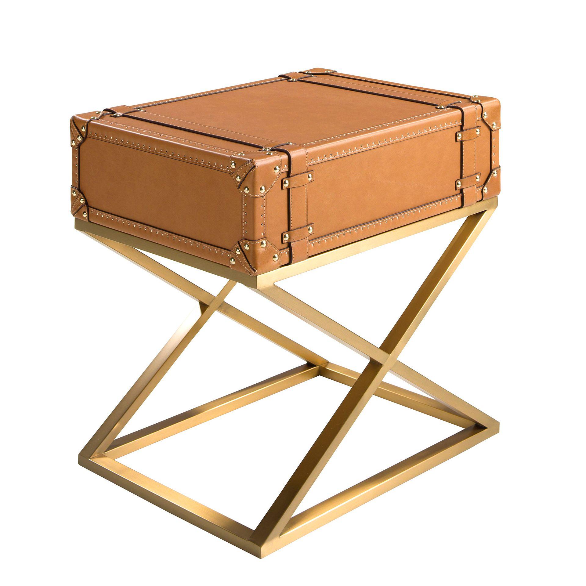 Eckbeistelltisch Leder Braun 7