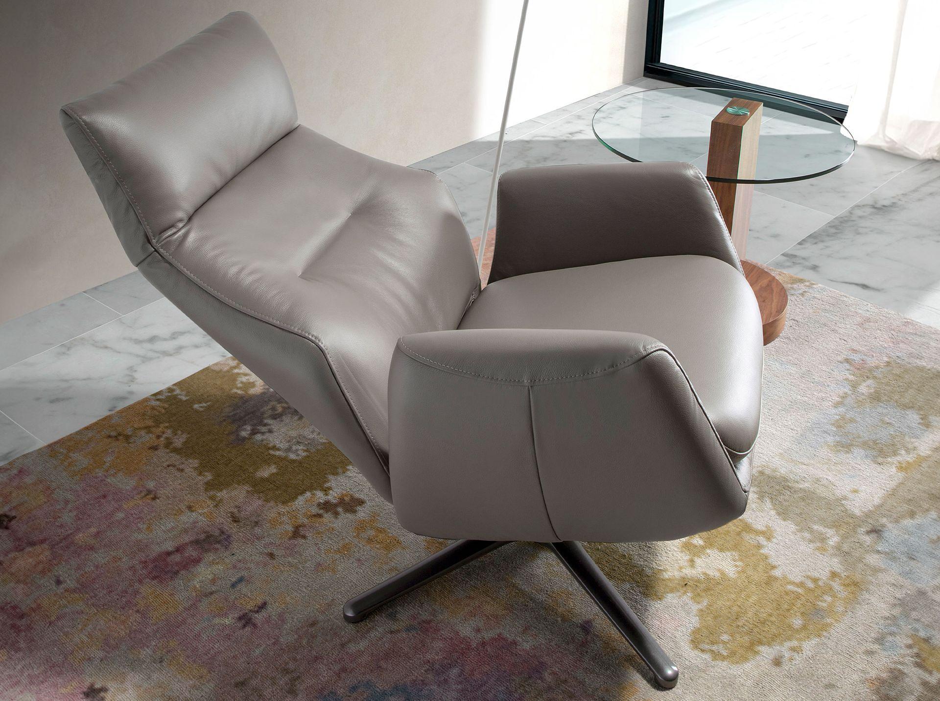 Armchair 5092 Swivel Leather Grey 5