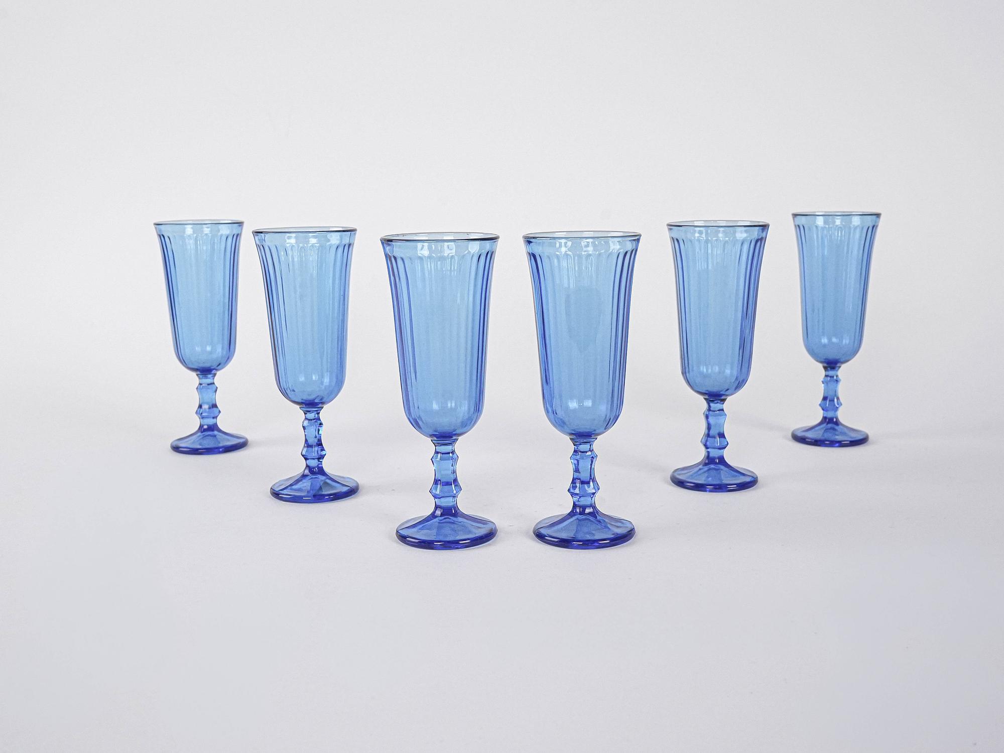Champagnergläser-Set Kobaltblau 1970er Jahre 2