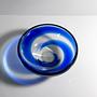 Vintage Schale Glas Blau 1970er Jahre 2