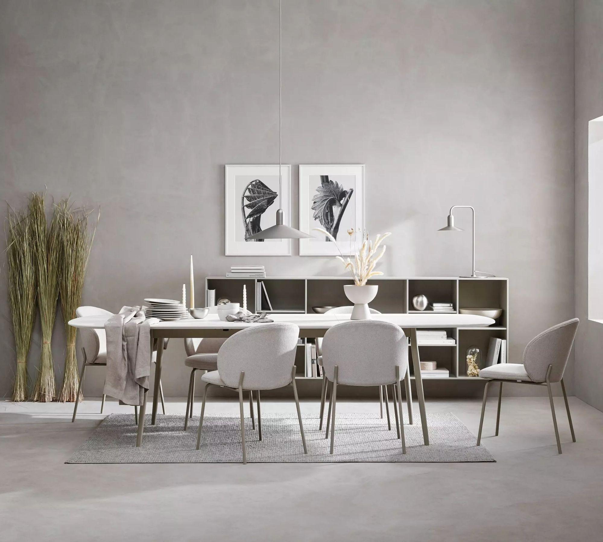 Kingston Esstisch mit Zusatztischplatte Mattweiß 7