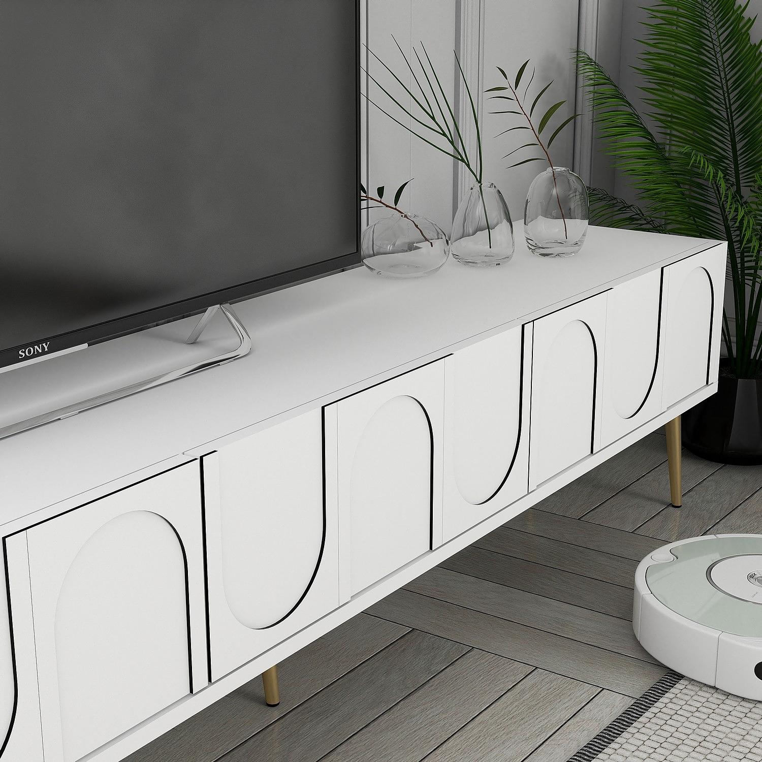 Lyon 43 TV cabinet Wood veneer White Gold 4