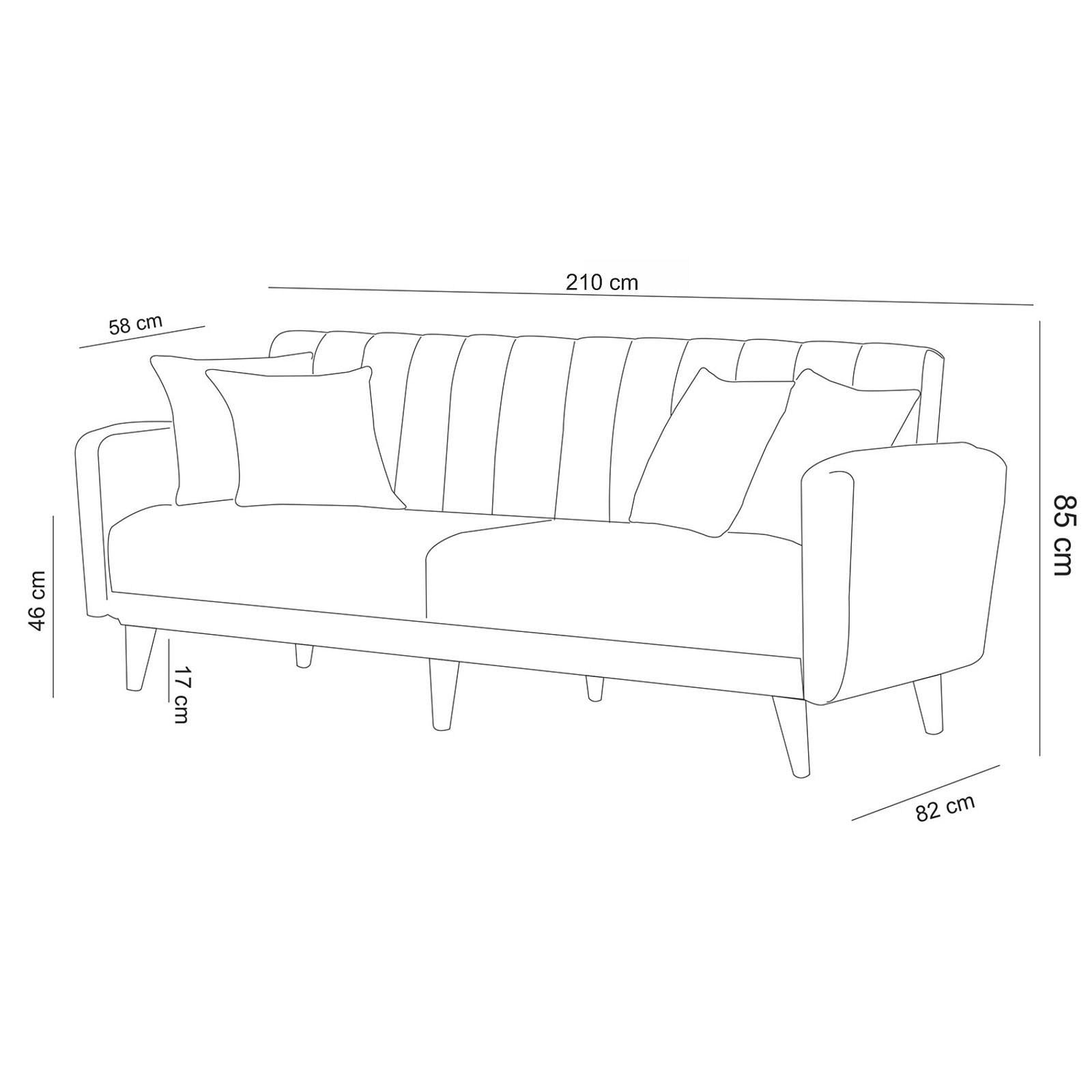 Aqua Schlafsofa 3-Sitzer Grau 8