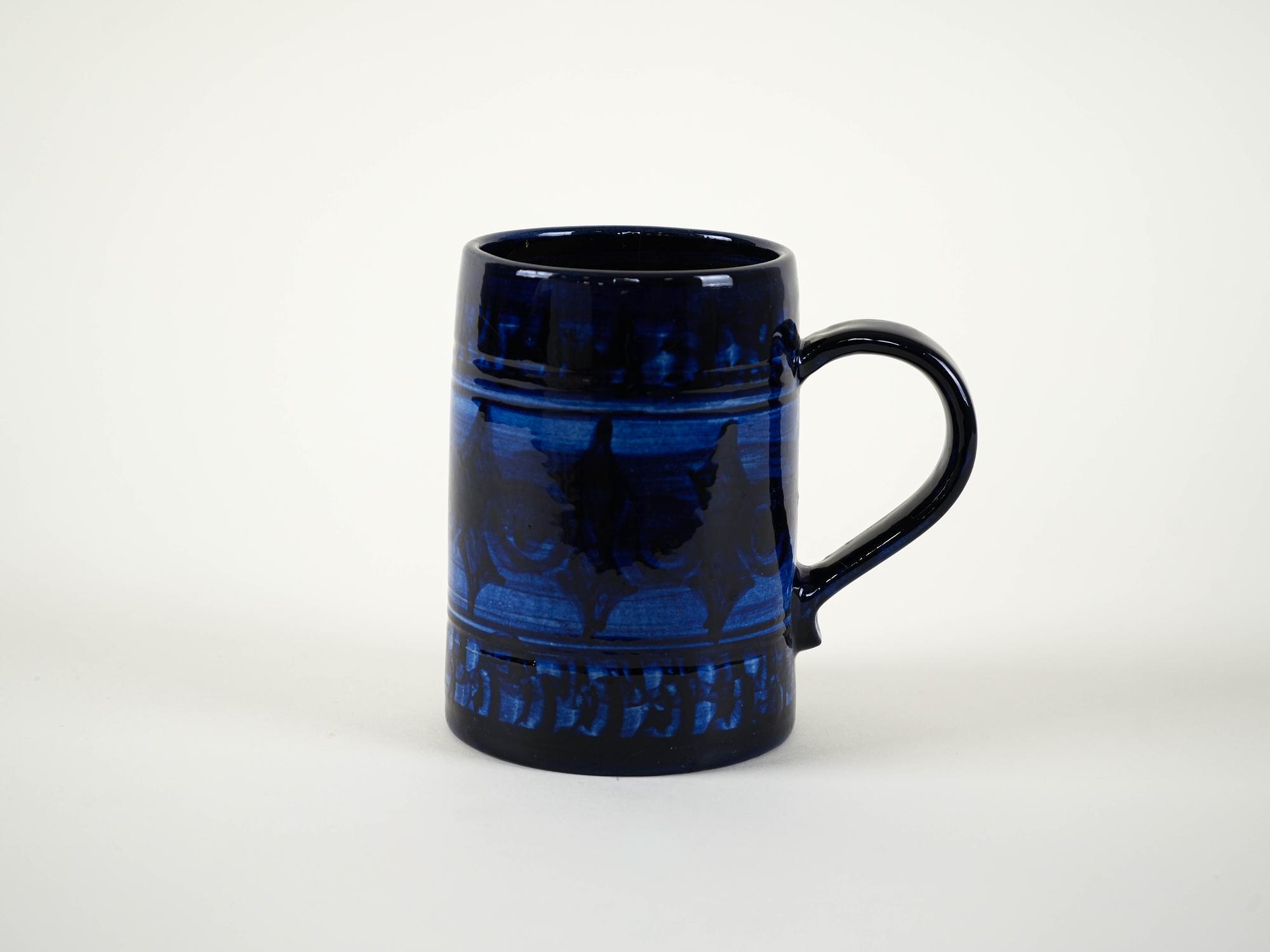 Dark blue ceramic pitcher 1970s 3