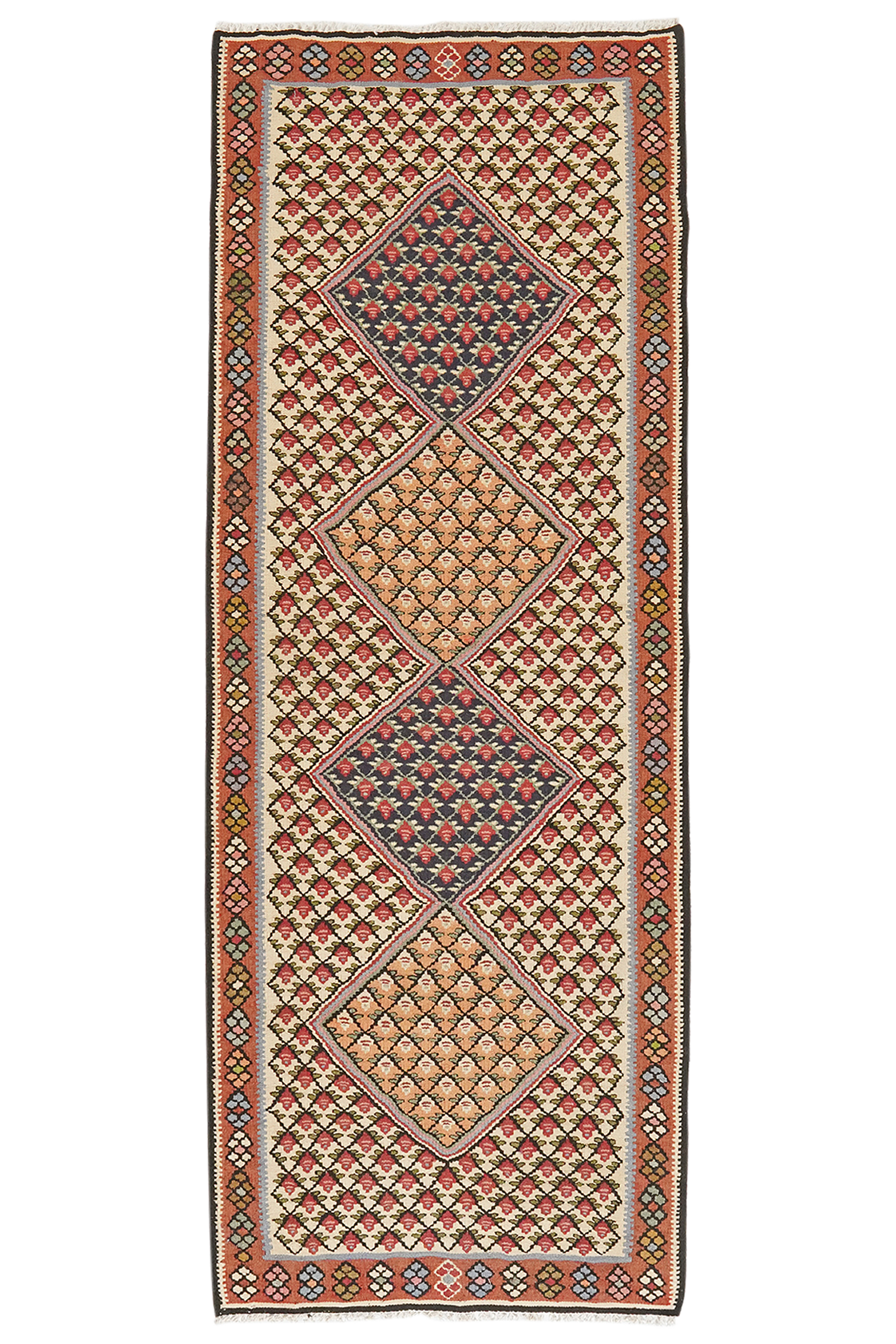 Kilim Senneh Teppich Braun 0