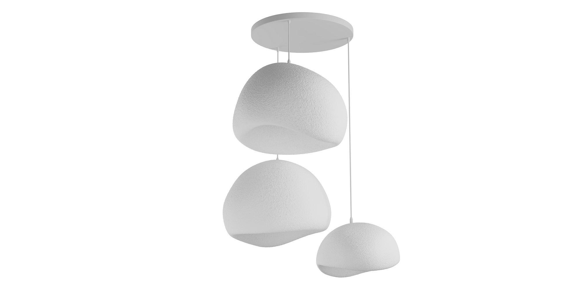 3-Flammig Wabi Sabi Ashveils Pendelleuchte Weiß 5