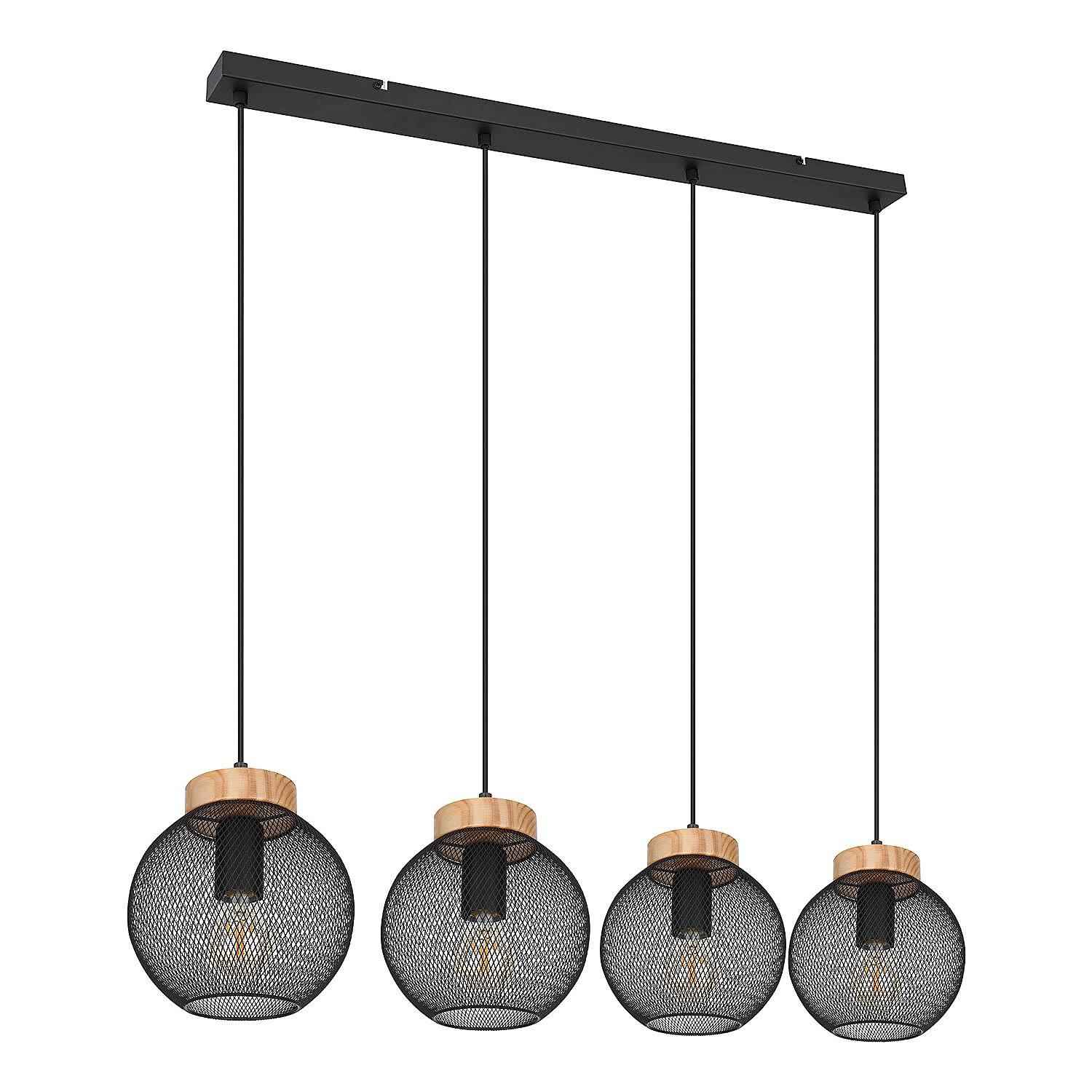 4-flame pendant light Pablo Ficus iron black 1