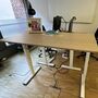 Schreibtisch Höhenverstellbar Holz Metall Beige 0