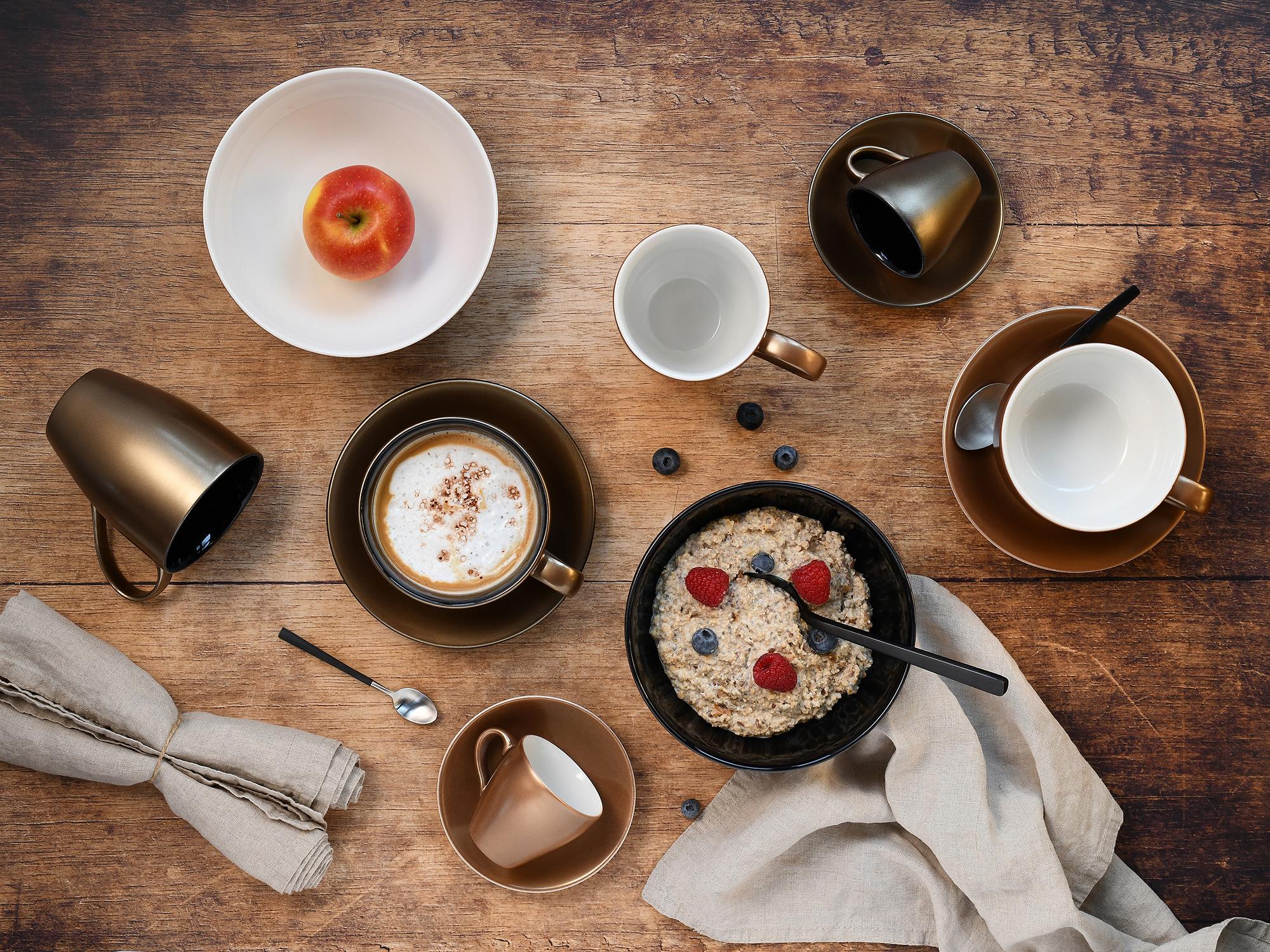 12-Teilig Golden Days Cappuccinotassen-Set Steinzeug Schwarz 4