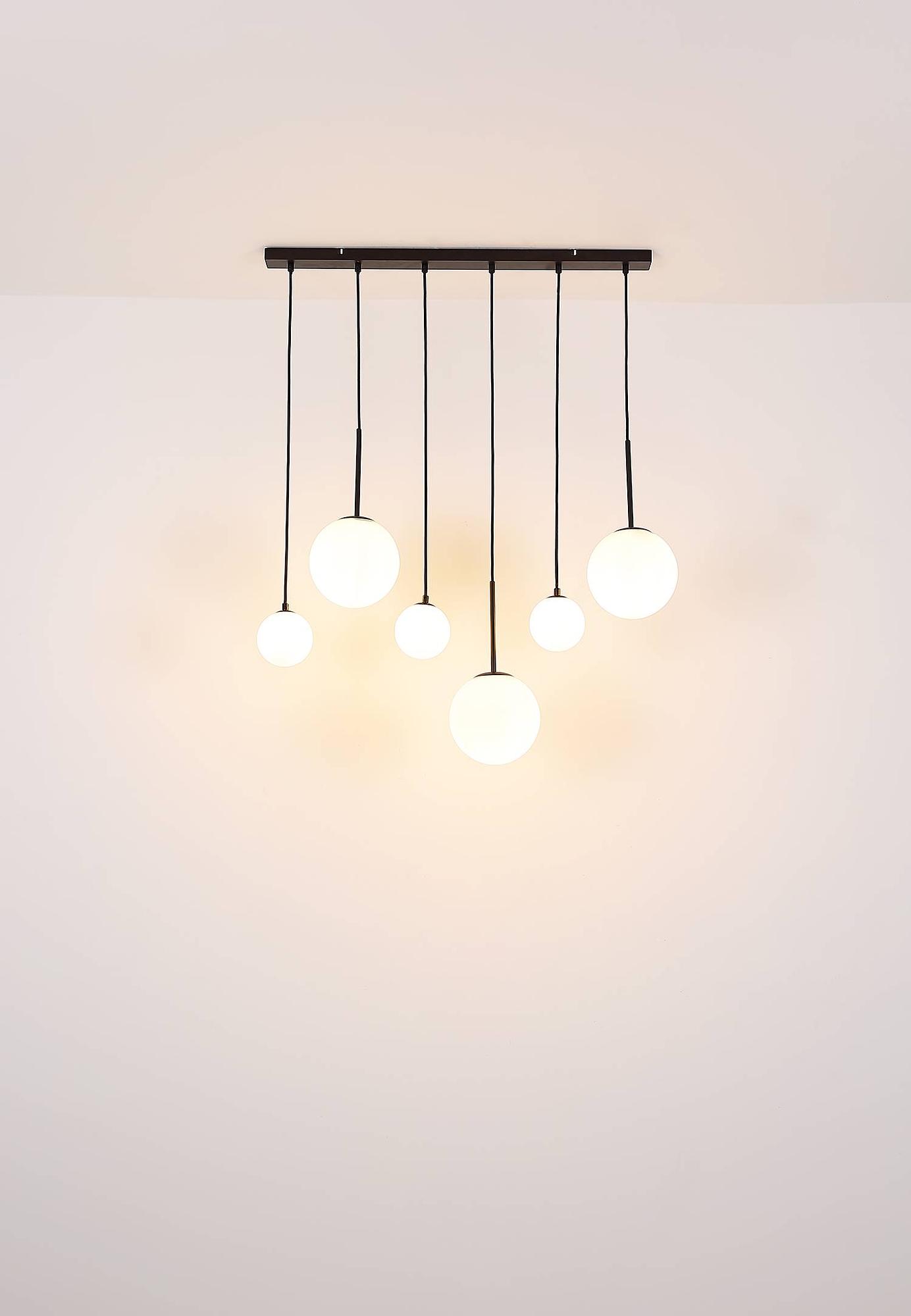 3-Flammig Pendelleuchte Clarke Farbglas Eisen 3
