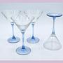 4x Vintage Martiniglas Hellblau 1980er Jahre 1