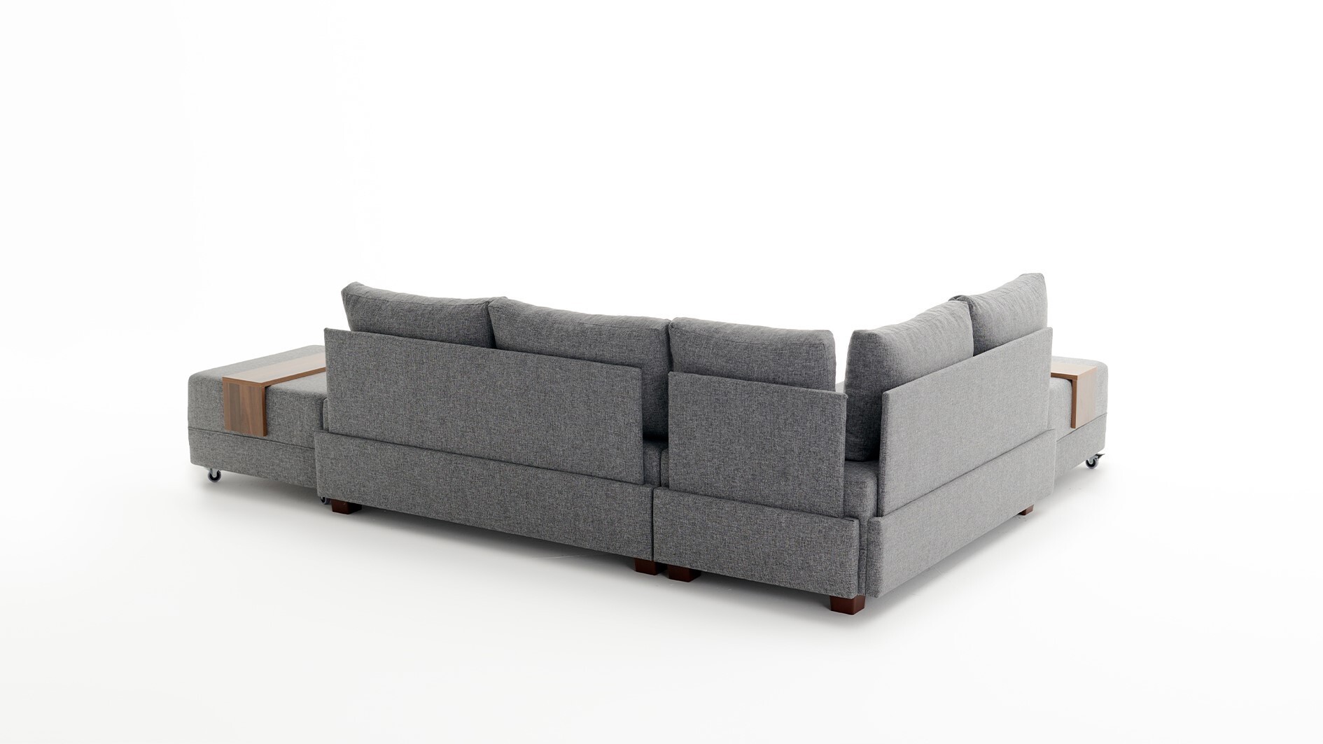 Schlafsofa Récamiere Links Polyester Holz Grau 7