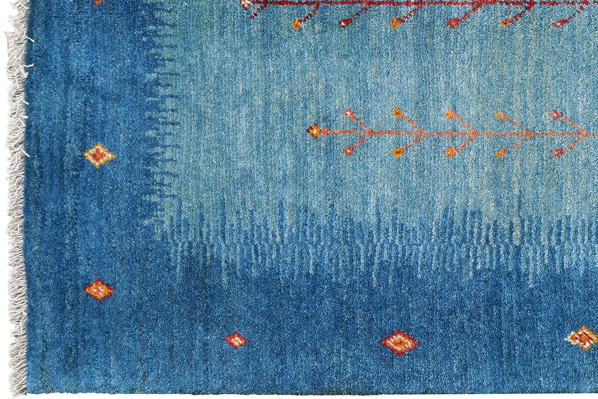 Rizbaf Gabbeh-Teppich Wolle Blau 1