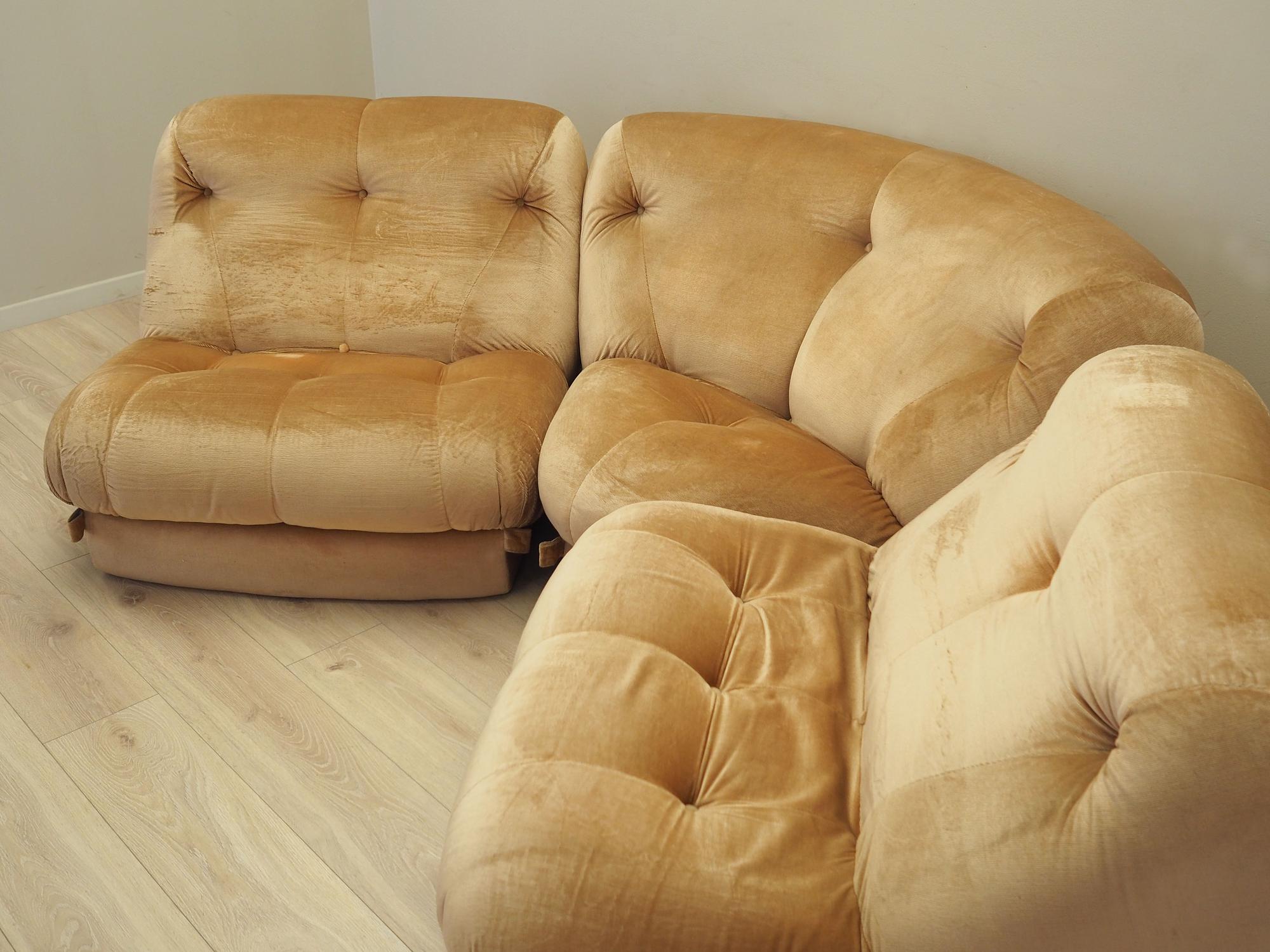 Modular corner sofa velvet 1960s 3