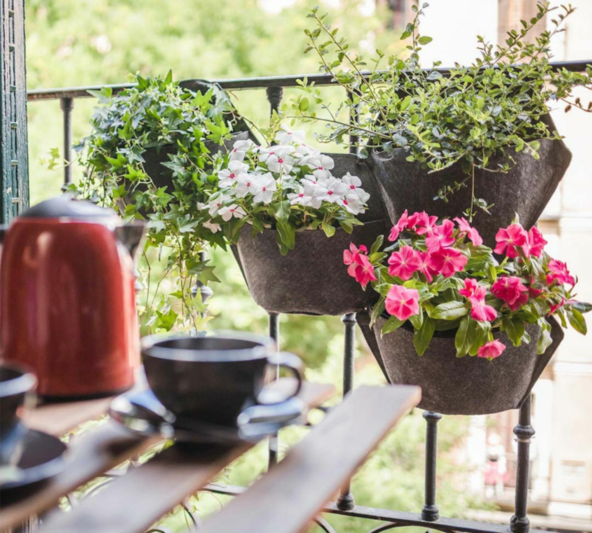 3x Wall-planter Gray textile cover 2