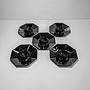 5x Octime Egg Cups Black Glass 1980s 2