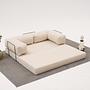 Comfort Schlafsofa 2-Sitzer mit Hocker Creme 4