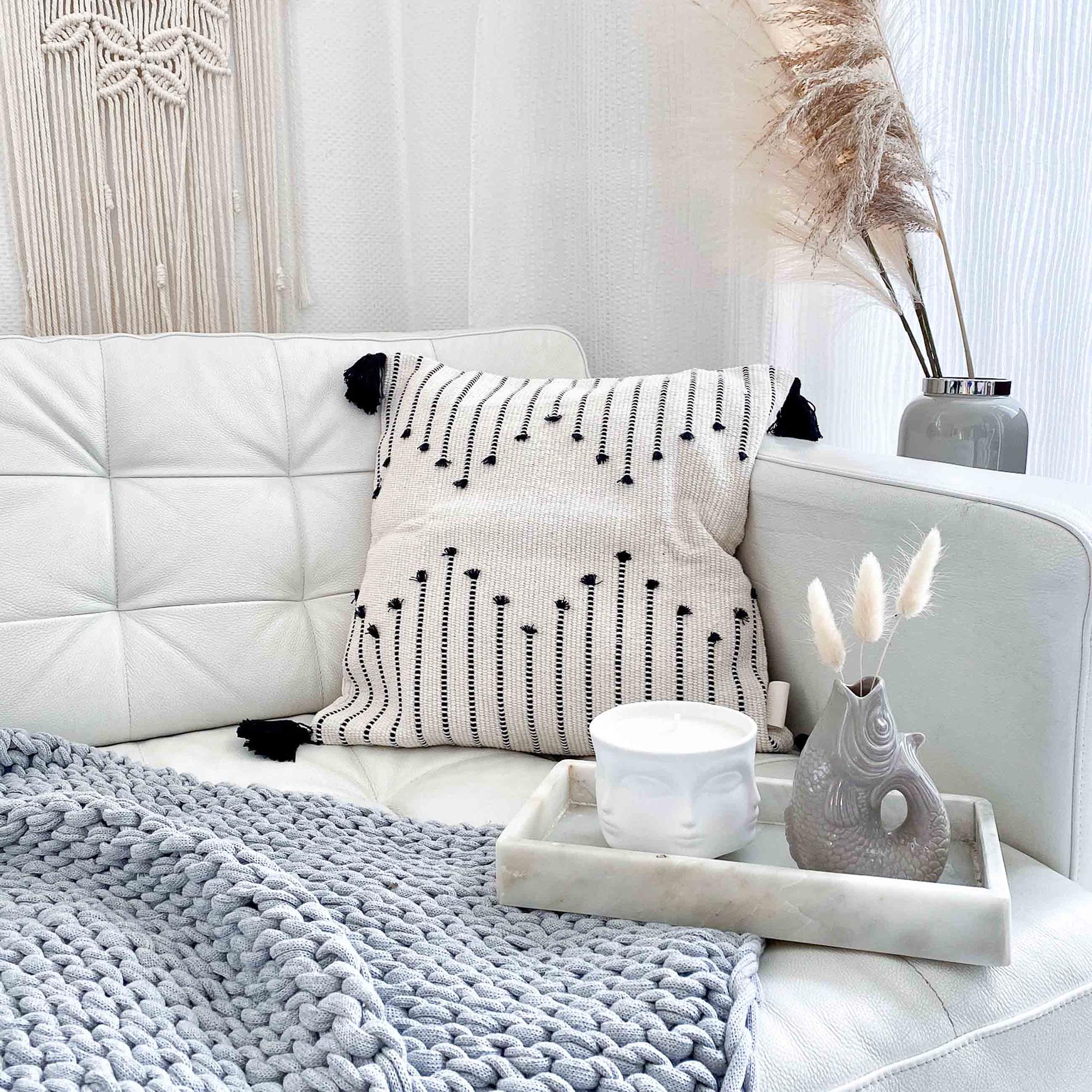 Lands & Pits Fringe Cushion cover Cotton Natural 0