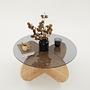 Bubble Coffee Table Safety Glass Tinted Oak Brown Ø75cm 6