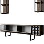 Chrome Line TV cabinet Wood veneer Black 8